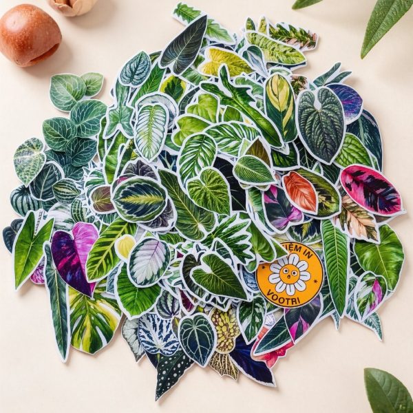 Set 50/100/180 sticker chống nước kiểng lá cây cảnh cho người chơi cây (Monstera, Philodendron, Anthurium,..)