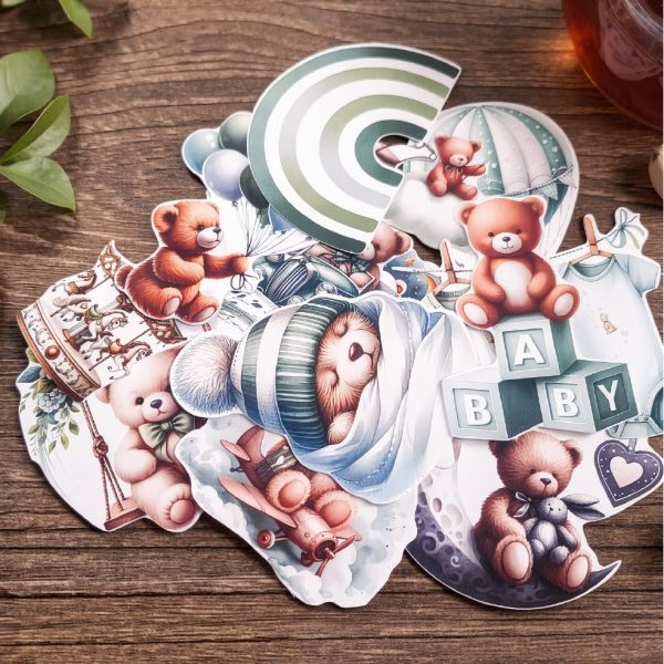 Set sticker chống nước cho bé màu xanh rêu đáng yêu dễ thương M000038