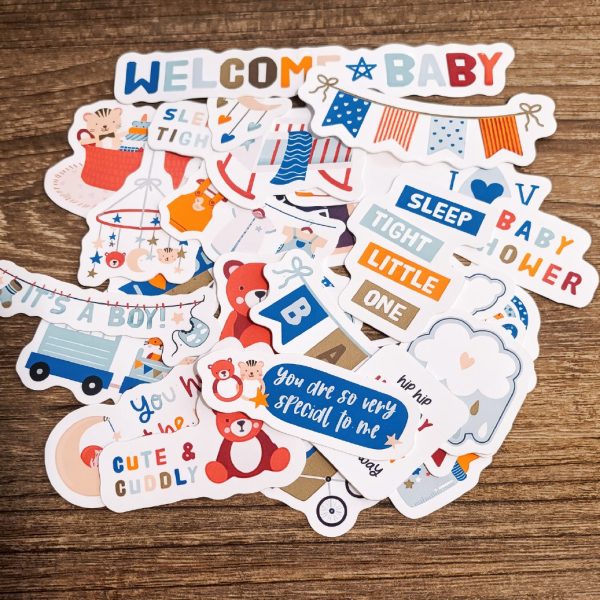 Set sticker chống nước chào đón bé trai mới sinh đáng yêu M000040