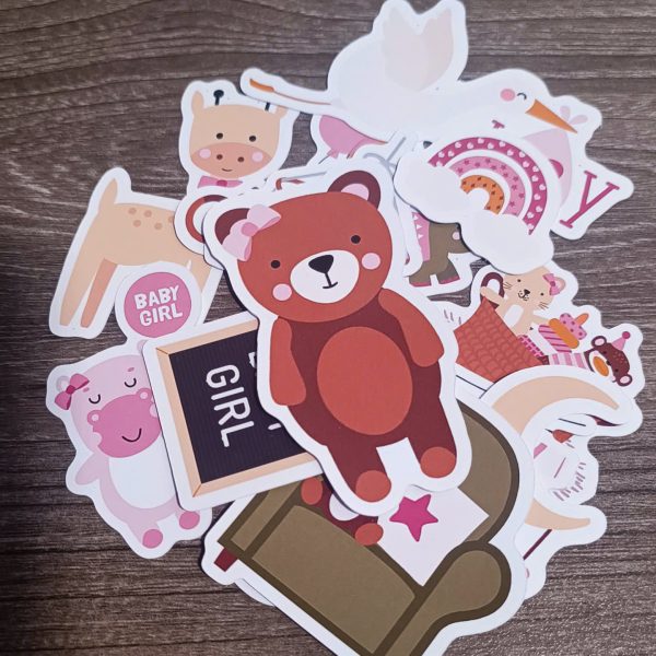Set sticker chống nước Baby Girl chào mừng bé gái sắp ra đời màu pastel dễ thương M000042